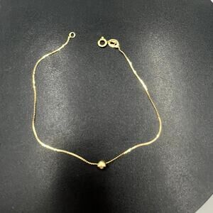 Signed 14K Gold Delicate Dainty Chain Bracelet Ball Bead Vintage Maker‎ Marked